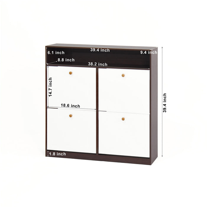 Modern Freestanding Shoe Storage Cabinet With 4 Flip Drawers