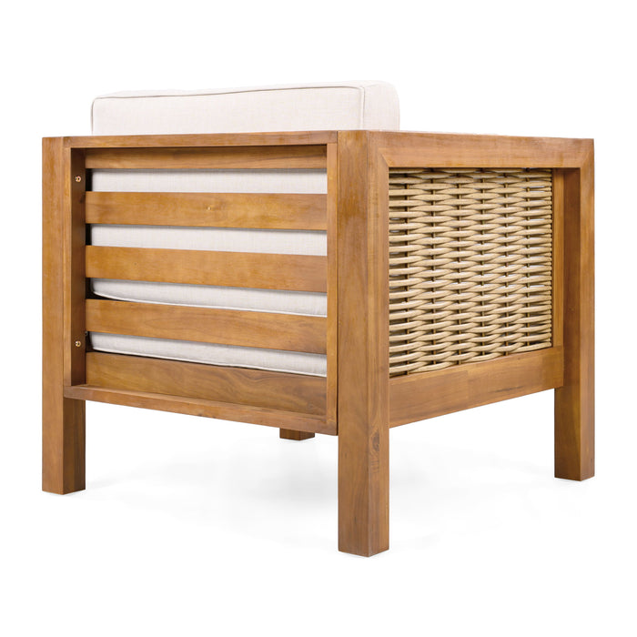 Outdoor Club Chair With Wicker Armrest