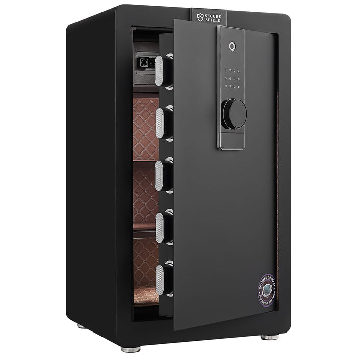 Biometric Digital Safe With Removable Partition, Dual Lock Security - Black