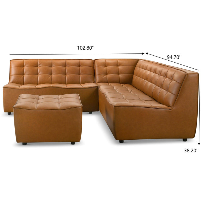 Selen - Corner Sectional Sofa With Ottoman - Cognac