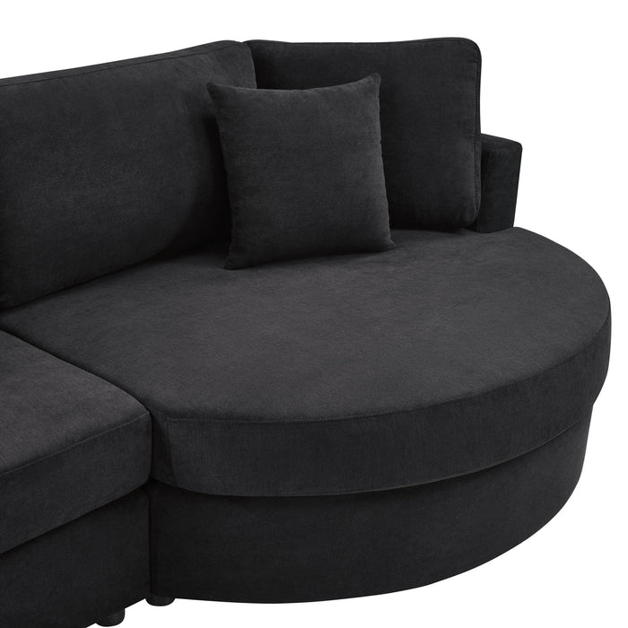 Modern 3 Seater Upholstered Sofa With Curved Design