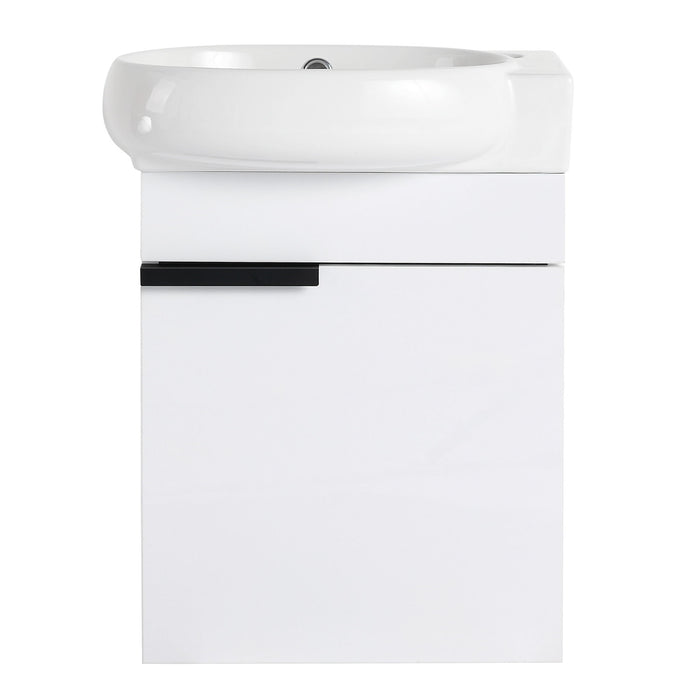 Soft Close Doors Bathroom Vanity With Sink, Compact Wall Mounted Design Basin