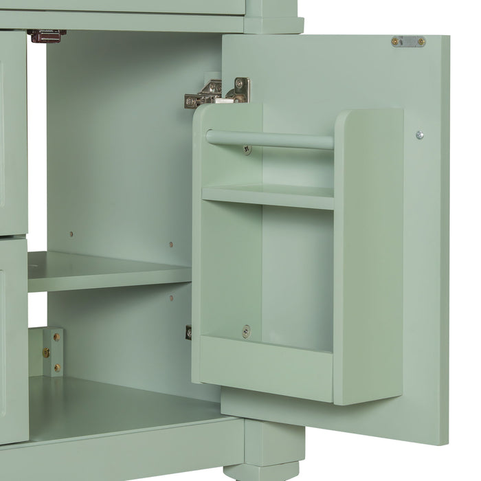 Freestanding Bathroom Vanity With Sink, Adjustable Shelf & Flip Drawer