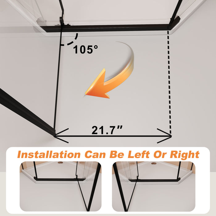 Frameless Neo Angle Shower Door WithTempered Glass