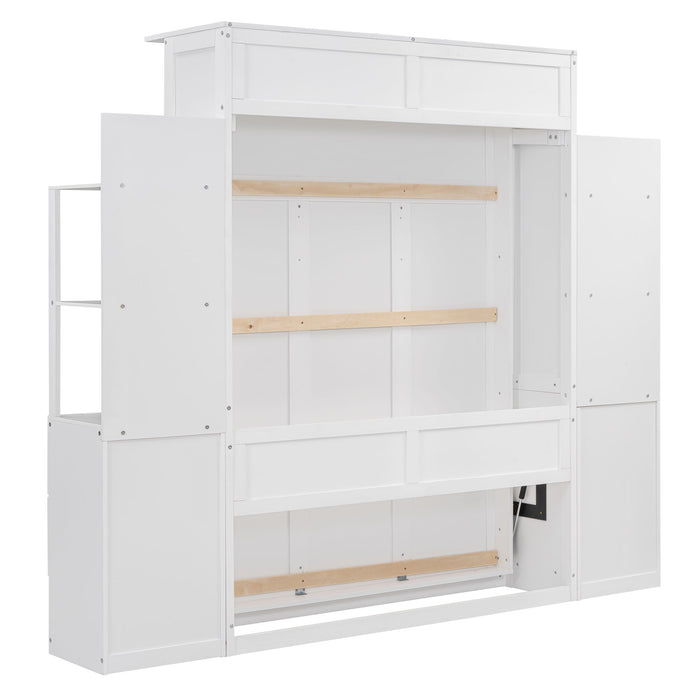 Murphy Wall Bed With Shelves, Drawers And LED Lights