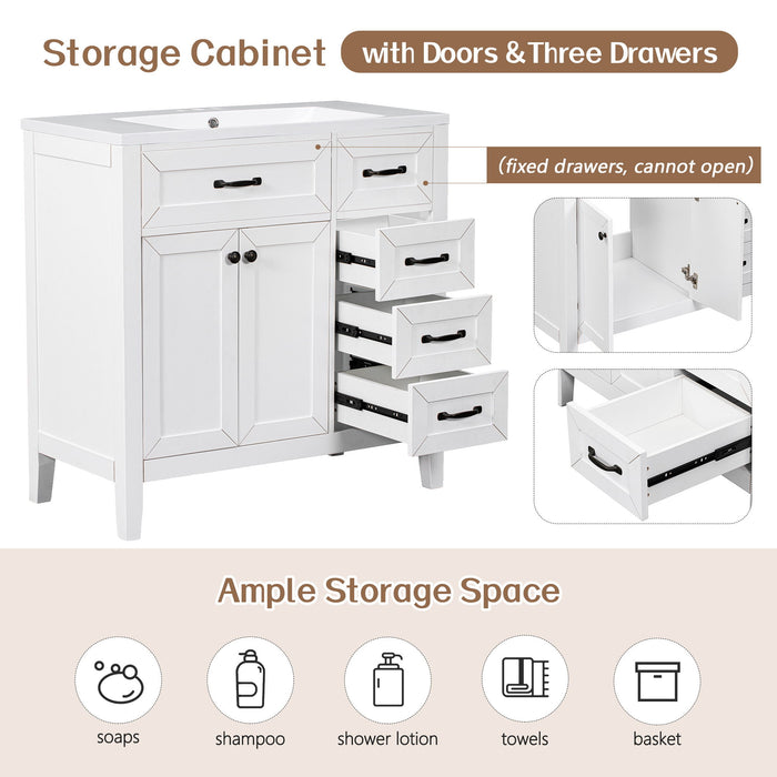 Modern Bathroom Vanity With Sink, Freestanding With Drawers And Doors