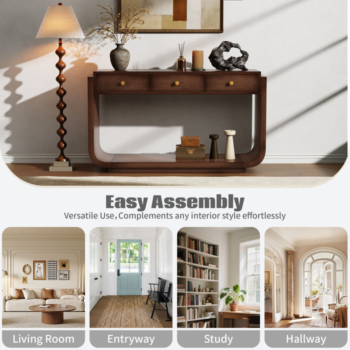 Console Table With 3 Drawers, Display Shelf