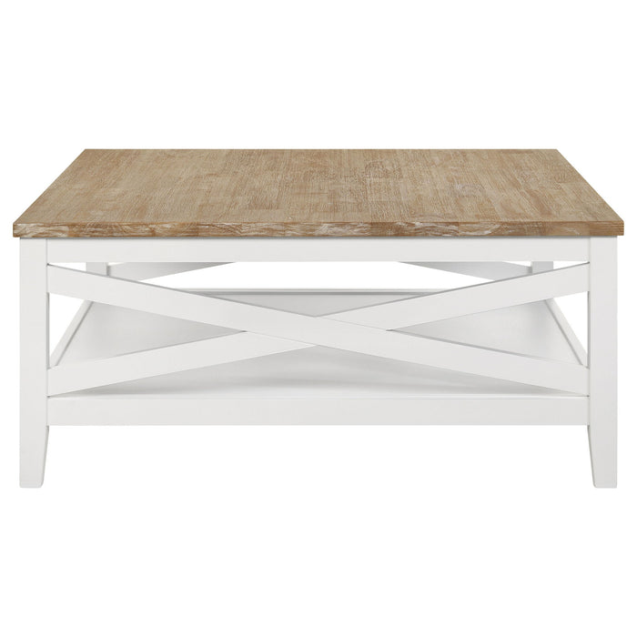 Evanston - Square Coffee Table With Shelf - White