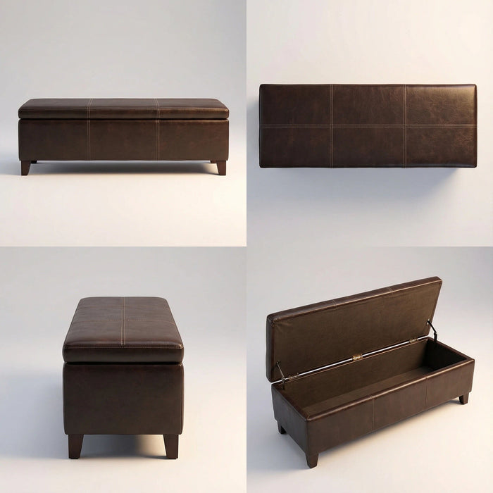 Rectangle Storage Ottoman Bench For Living Room - Brown