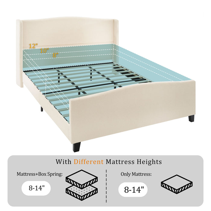 Platform Bed Frame With Tall Headboard And High Footboard