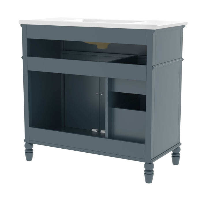 Bathroom Vanity With Sink, 2 Doors 2 Drawers, Freestanding Design