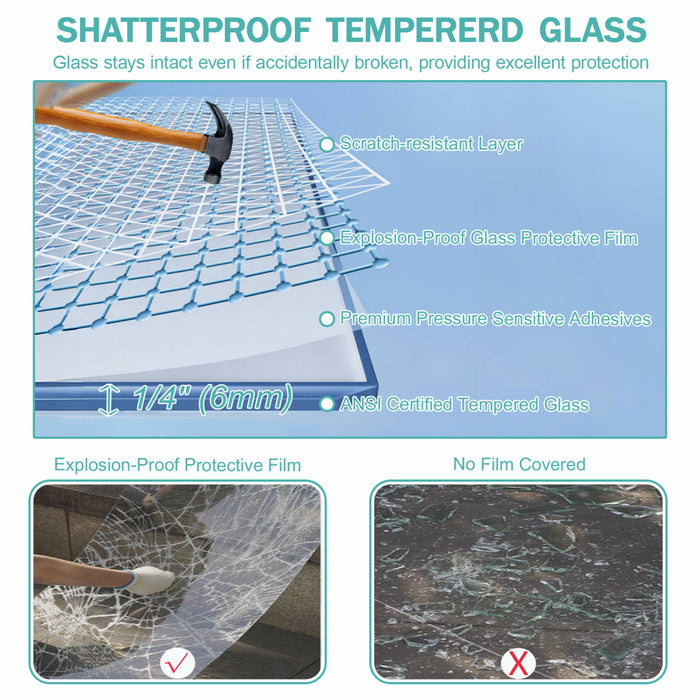 Double Sliding Bathtub Shower Door, Semi Frameless Bypass, 1 / 4" (6Mm) With Explosion - Proof Film, Adjustable Aluminum Alloy Frame