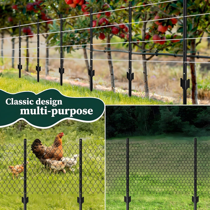 4 Foot U-Shaped Metal Garden Fence Posts Set For Wire Mesh Fencing