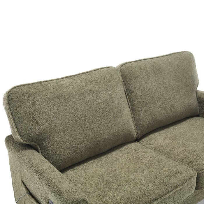 Mid Century Modern Loveseat Sofa With USB Ports, Removable Pillow Cover