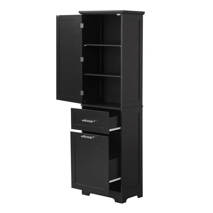 Tall Freestanding Bathroom Storage Cabinet With Adjustable Shelf And 2 Drawers
