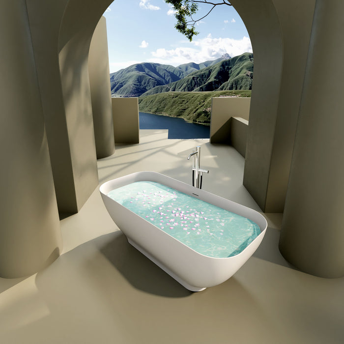 Freestanding Luxury Soaking Bathtub With Overflow And Pop-Up Drain