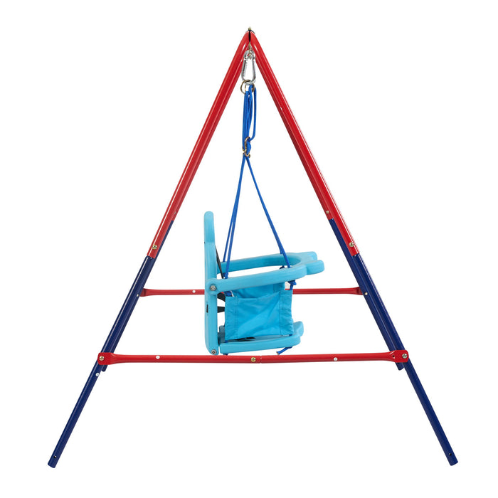 Xiunan Leisure - 2 In 1 Baby Swing Set Safe Playground Accessory - Blue / Red
