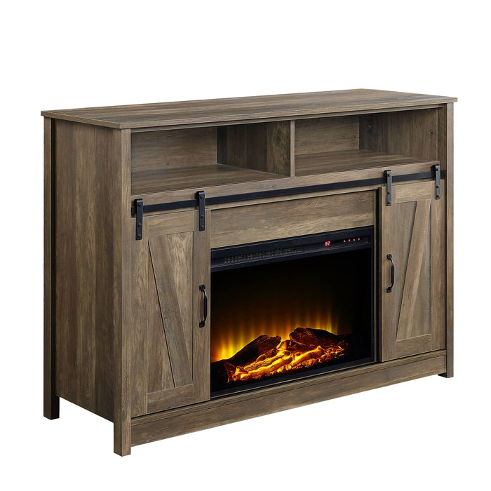 Tobias - Fireplace With Shelf Storage - Oak