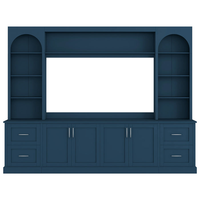 Arched Entertainment Center Wall Unit With Drawers, TV Stand