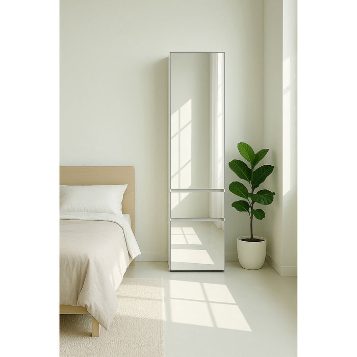 Elise - Modular Wood Closet System With Mirror In Versatile Storage Solution - White