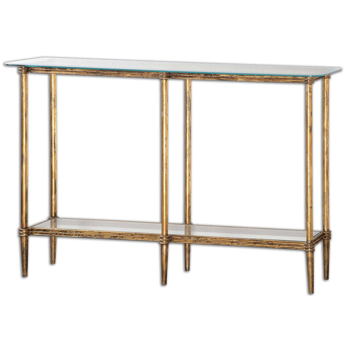 Elenio - Glass Console Table - Gold