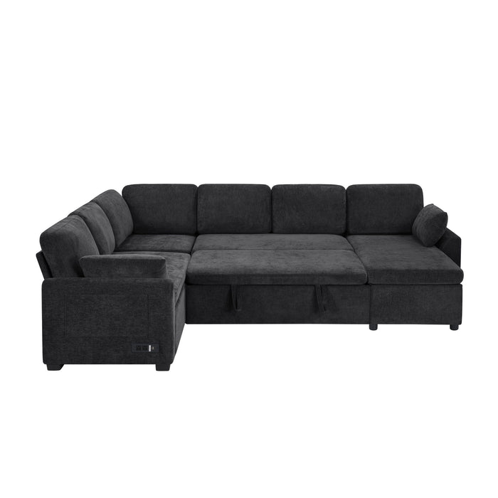 Convertible U-Shaped Sectional Sofa Bed With Reversible Chaise