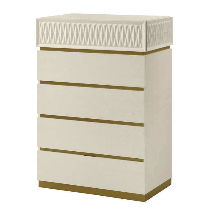 Stanley - 5 Drawer Chest With Crocodile Texture - Gray