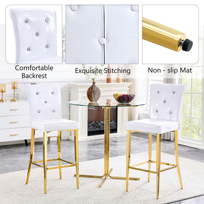 Bar Chairs With Crystal Clasp Design (Set of 2)