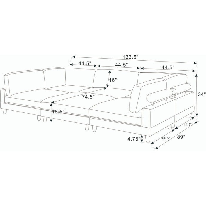 Modern Modular Sectional With Adjustable Back Support