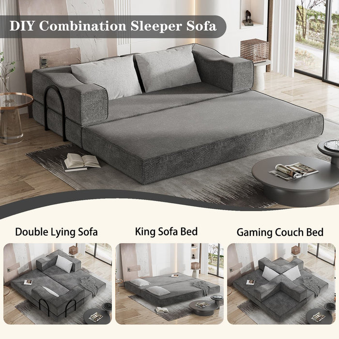 3 Seat Folding Floor Couch & King Size Bed Mattress