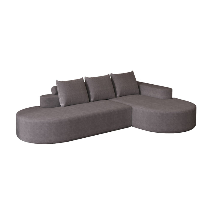 Modern Curved Sofa, L-Shaped Modular Sectional Set With 3 Pillows