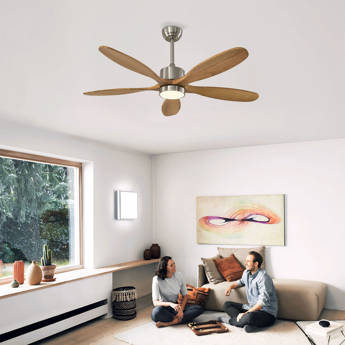 Ceiling Fan With Lights Quiet DC Motor Ceiling Fans 6 Speed Levels - Nickel