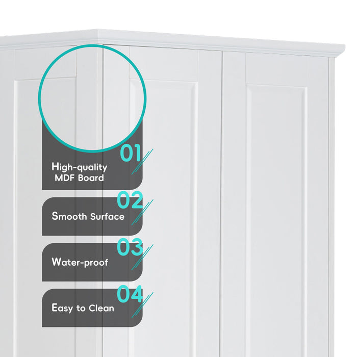 Storage Cabinet With Adjustable Shelves, 2 Doors, Rectangle Design For Bathroom