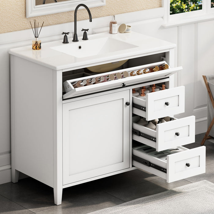 Bathroom Vanity With Sink, Cabinet With 3 Drawers And Adjustable Shelf