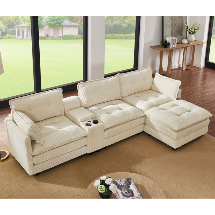 Oversized Modular Sectional Sofa With Multi Functional Console