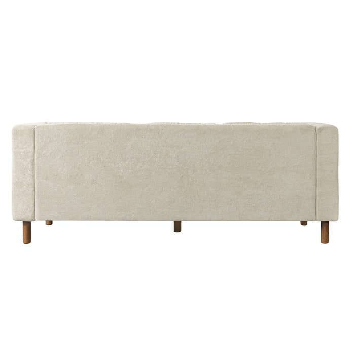 3 Seater Sofa With Square Arms, Tufted Pillow Back For Living Room