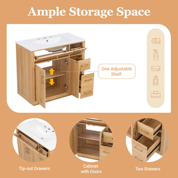 Bathroom Vanity & Sink, Soft Close Doors & Drawers - Wood
