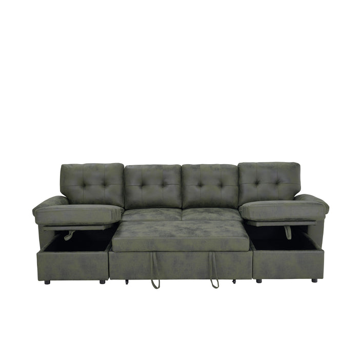 Convertible Sectional Sofa Bed With Pull Out Sleeper And Storage