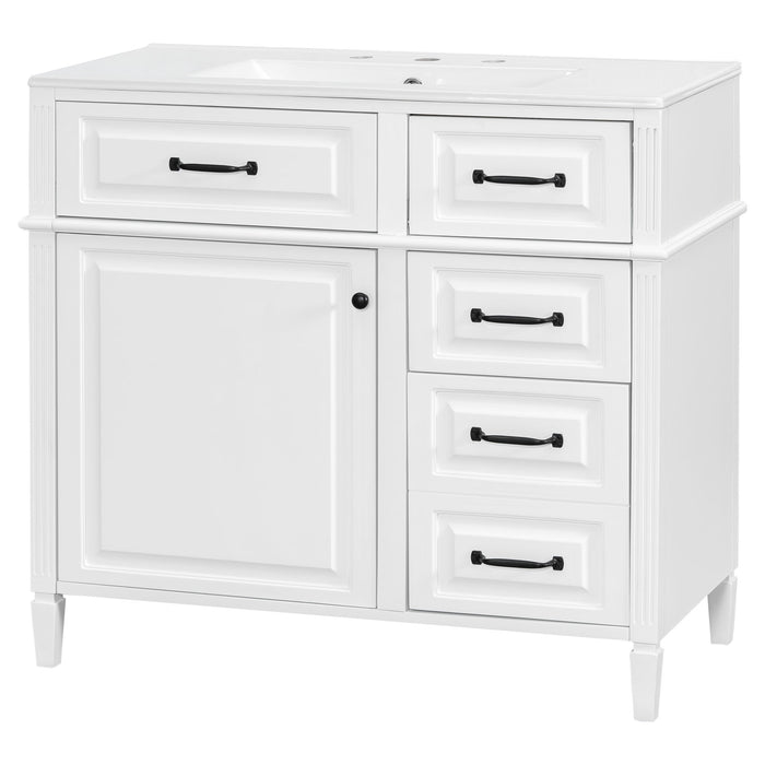 Modern Bathroom Vanity With Sink Top, Flip Drawer Design