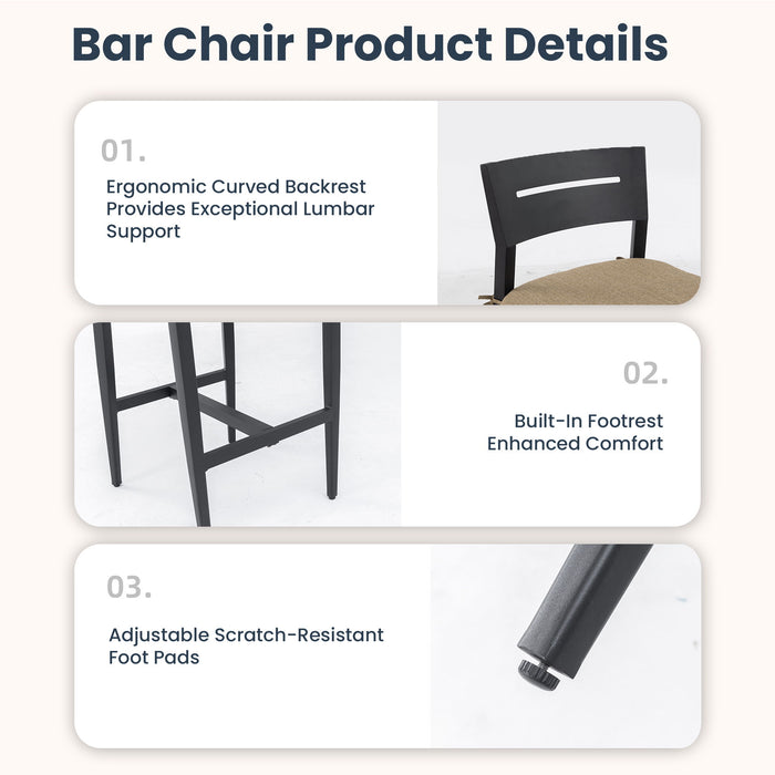 Modern Outdoor Bar Stools With Backrest And Footrest (Set of 2)