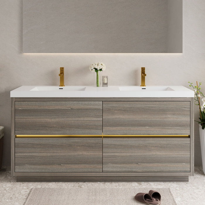 Bathin Freestanding Bathroom Vanity With Double Sinks, Bathroom Storage Vanity Cabinet With Stone Resin Countertop And Soft Close Drawers
