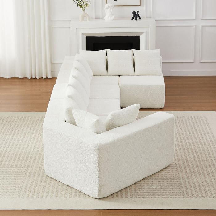 L - Shaped Modular Sofa With Deep Seat And 11 Pillows