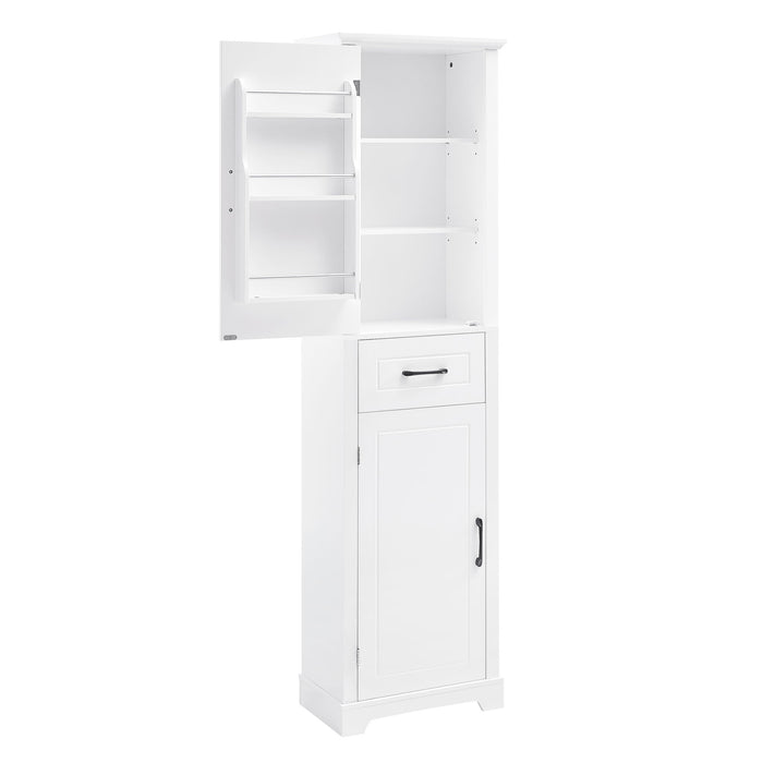 Tall Freestanding Bathroom Storage Cabinet With 2 Doors And Adjustable Shelves