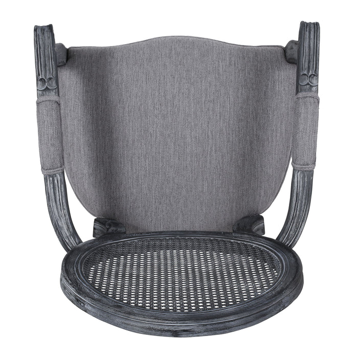 French Country Style Wood And Cane Upholstered Dining Chair Set