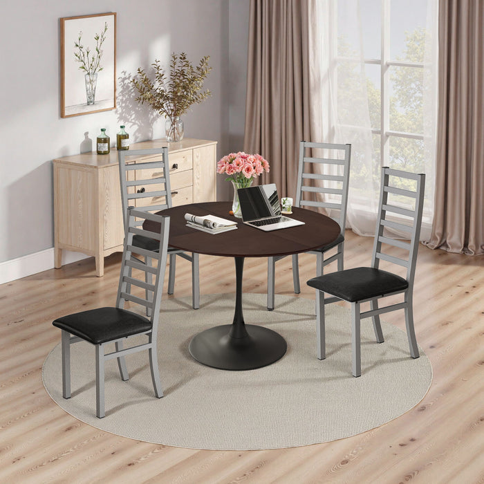 Metal Dining Chairs With Steel Legg, High Back Armless Design