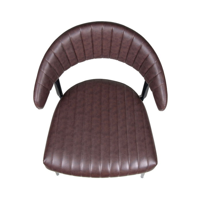 Modern Curved Back Upholstered Dining Chair Set With Metal Legs (Set of 2) - Brown / Black