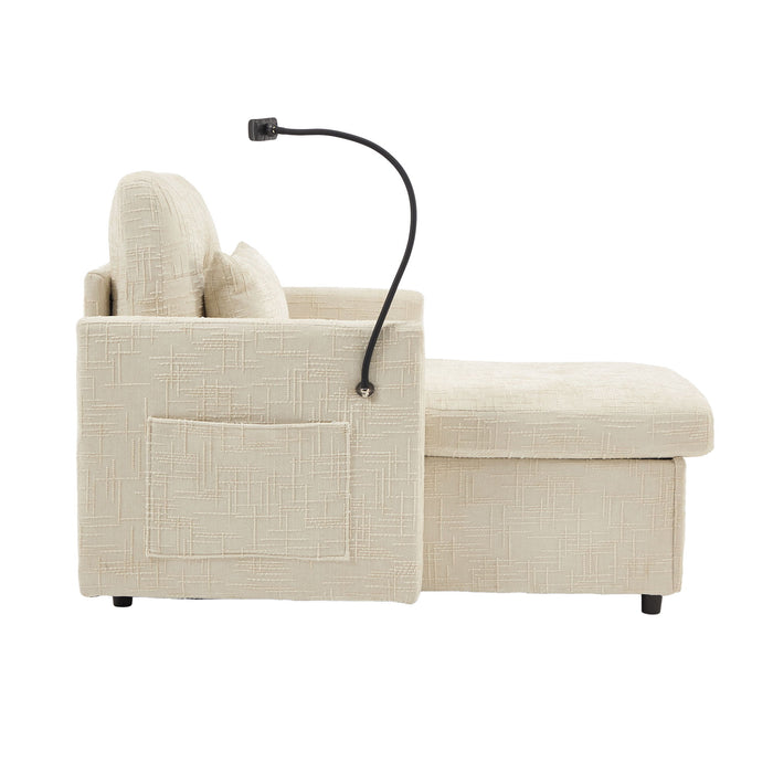 Multifunctional Chenille Recliner Sofa With Storage And Phone Bracket