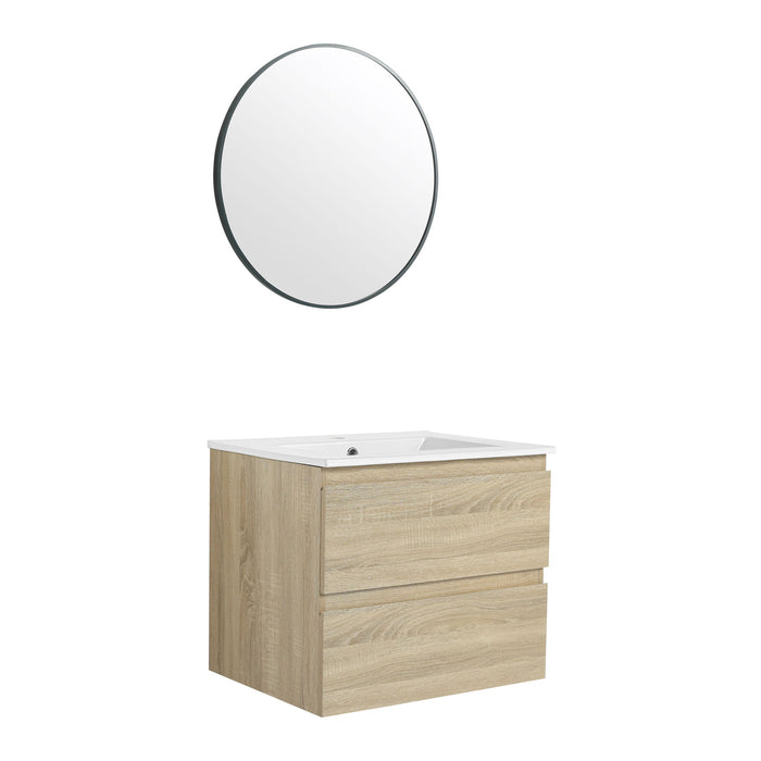Wall Mounted Bathroom Vanity & Sink, 2 Soft Close Drawers