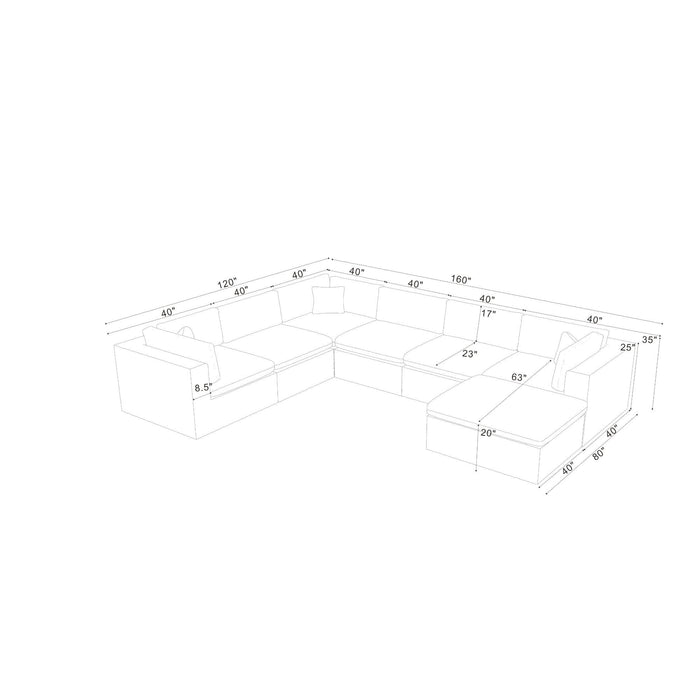 Custom Configuration Modular Sectional With Toss Pillows