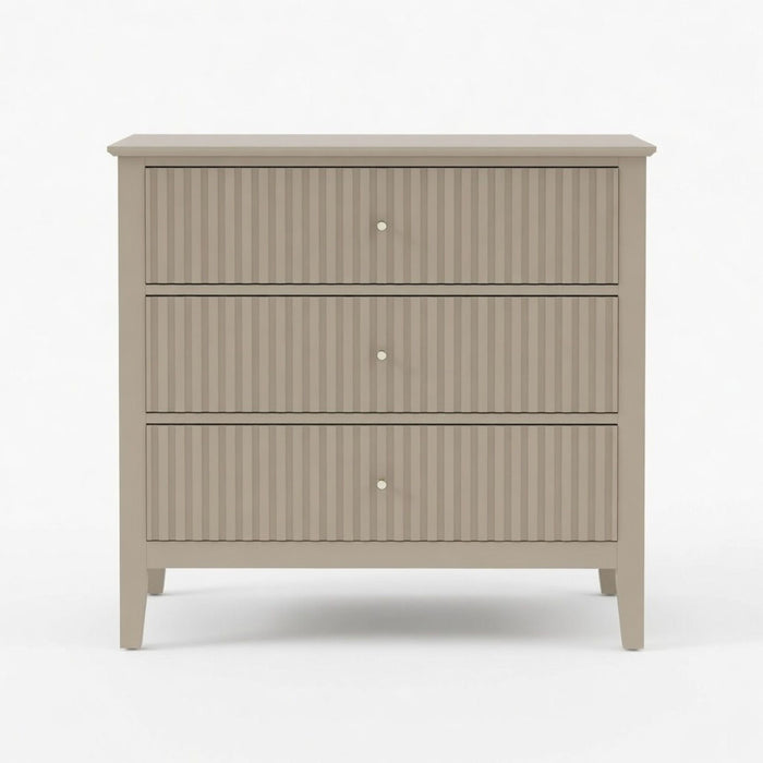 Fluted 3 Drawer Nightstand With Soft Close Slides